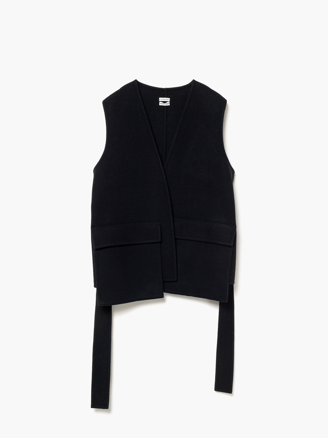 Wool Rever Pocket Vest - Black