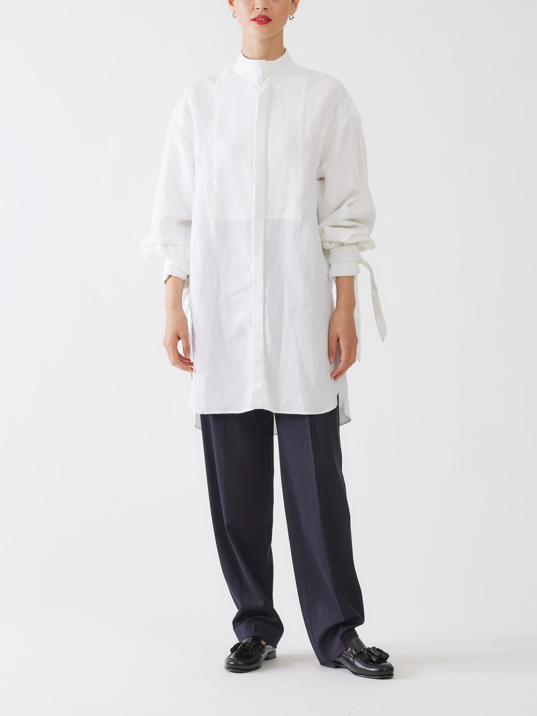 DESERT Linen Cuff-Tied Long Shirt - White