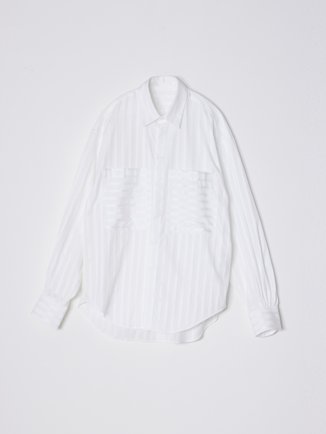 Toile Front Big Pocket Stripy Shirt - White