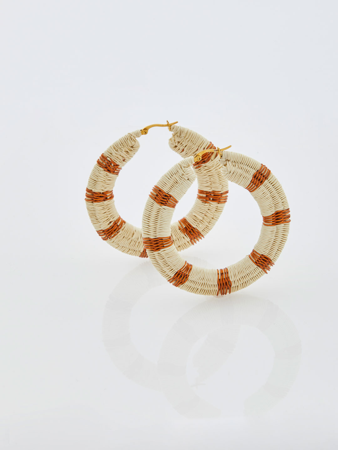 Isabel Copper Hoops - White