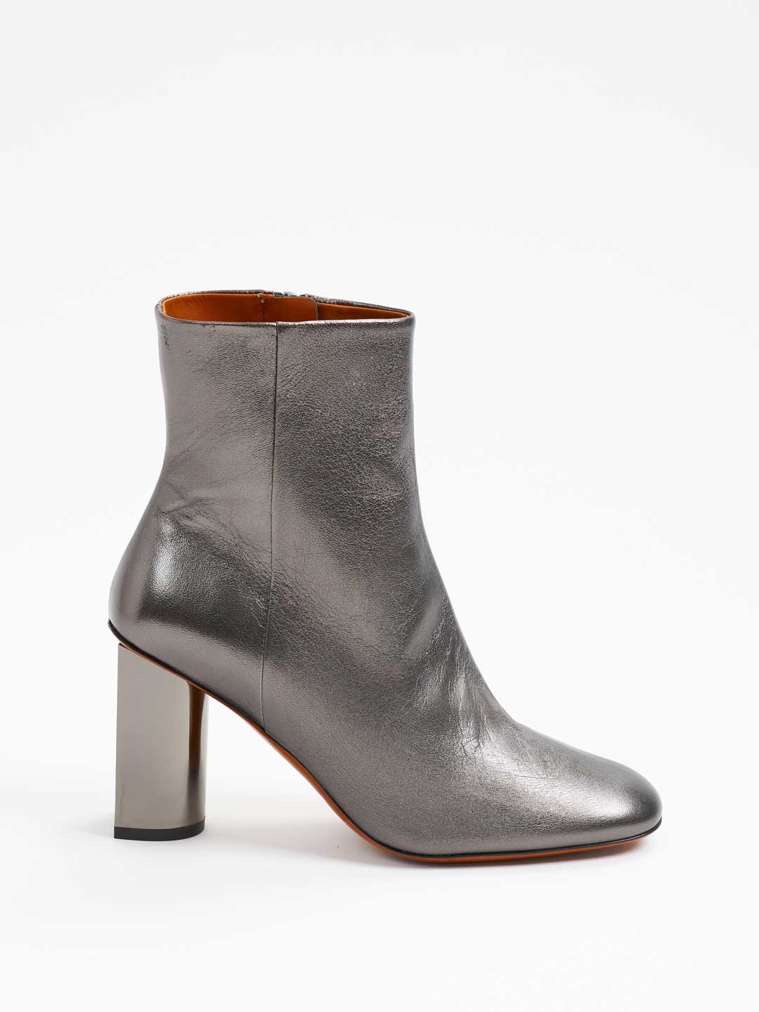 JUDIE Metallic Leather Ankle Boots - Grey