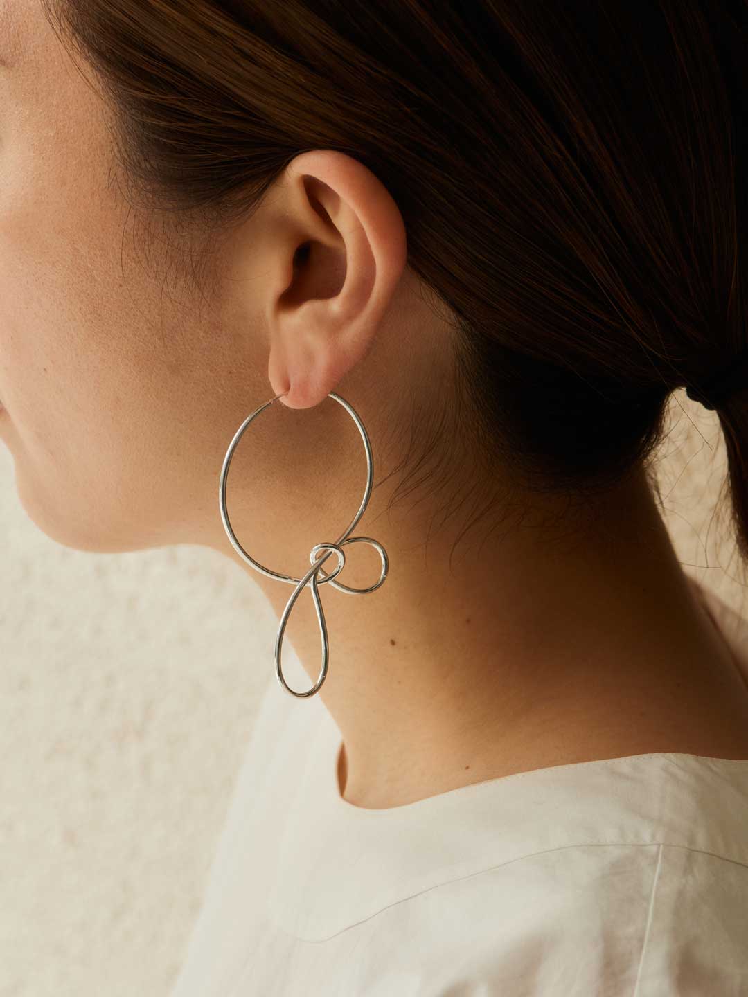 Small Fiocco Pierced Earring - Silver