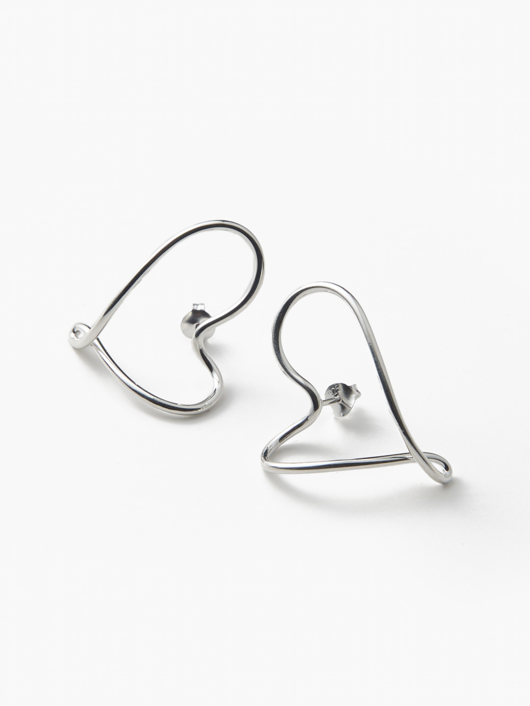 Dancing Hearts Pierced Earring - Silver
