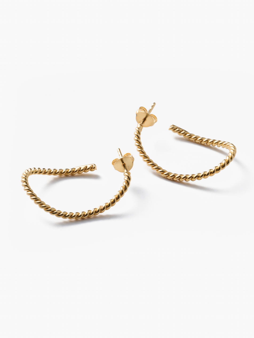 Twisted Elongated Hoop Pierced Earrings - Gold