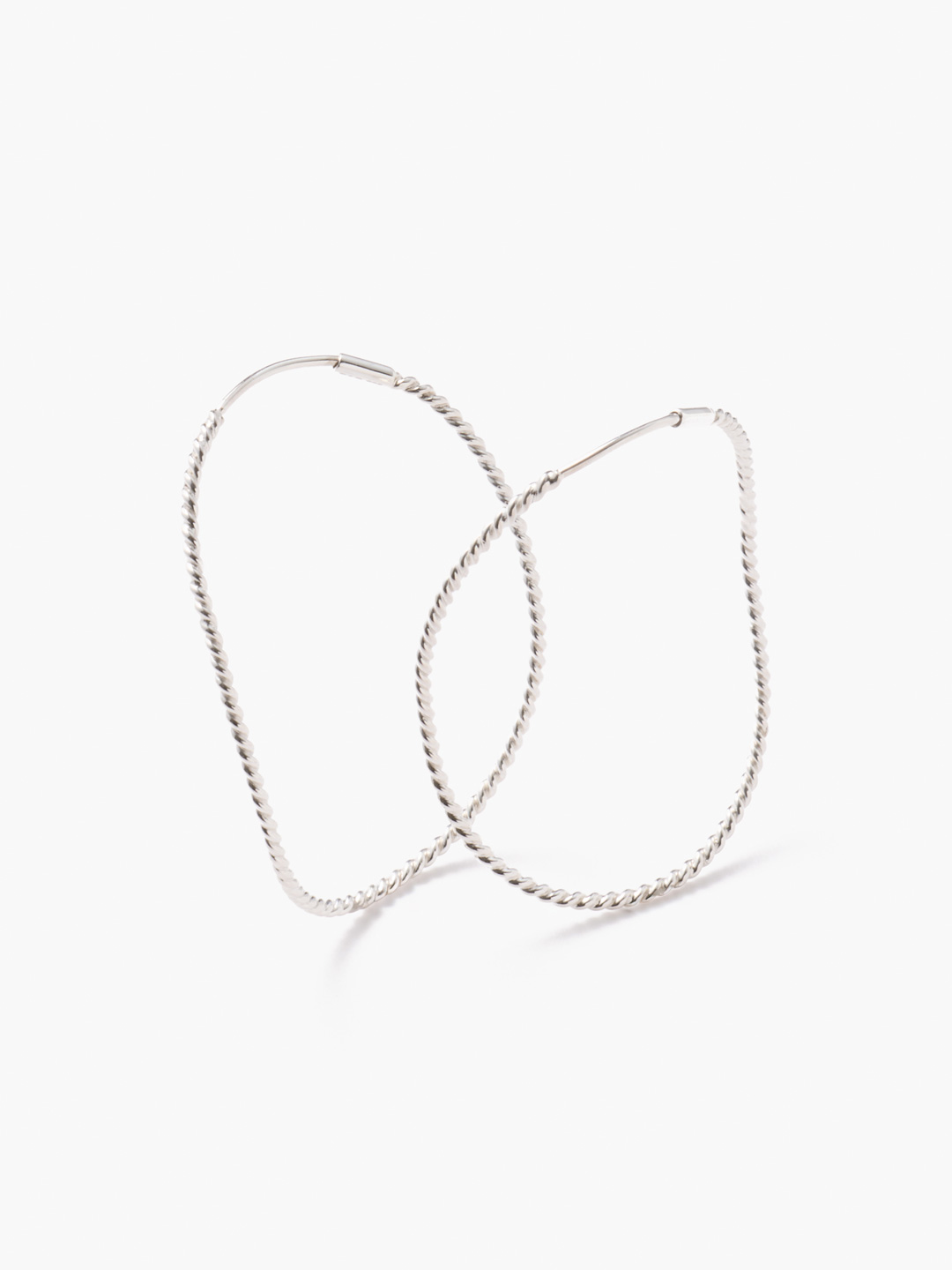 Twisted Contour Pierced Earrings - Silver