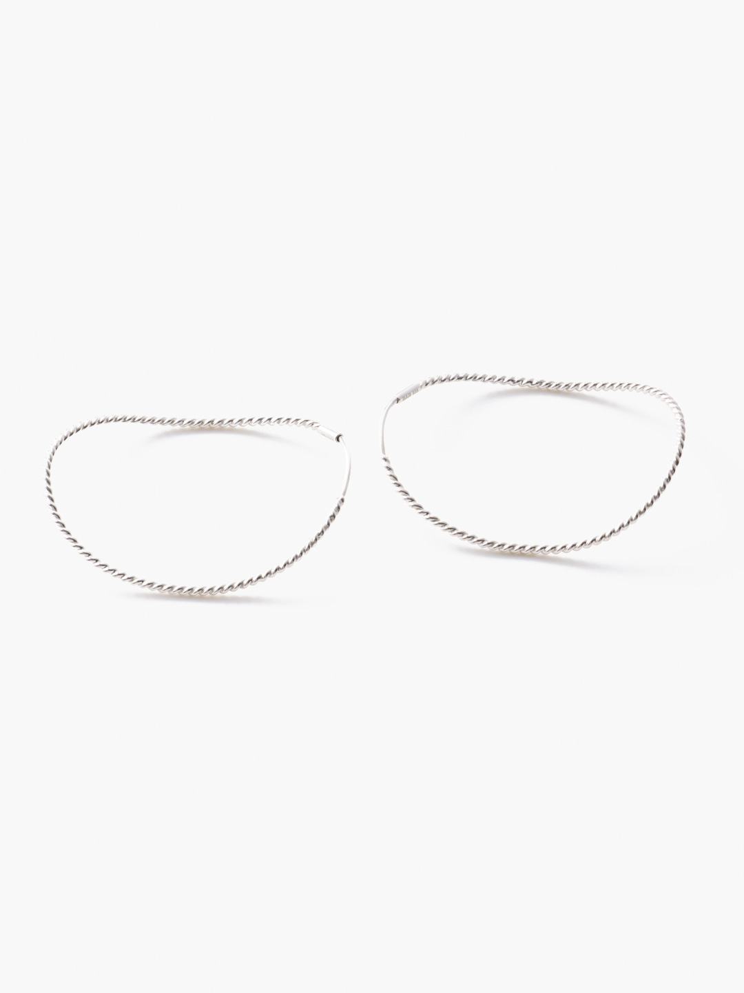 Twisted Contour Pierced Earrings - Silver