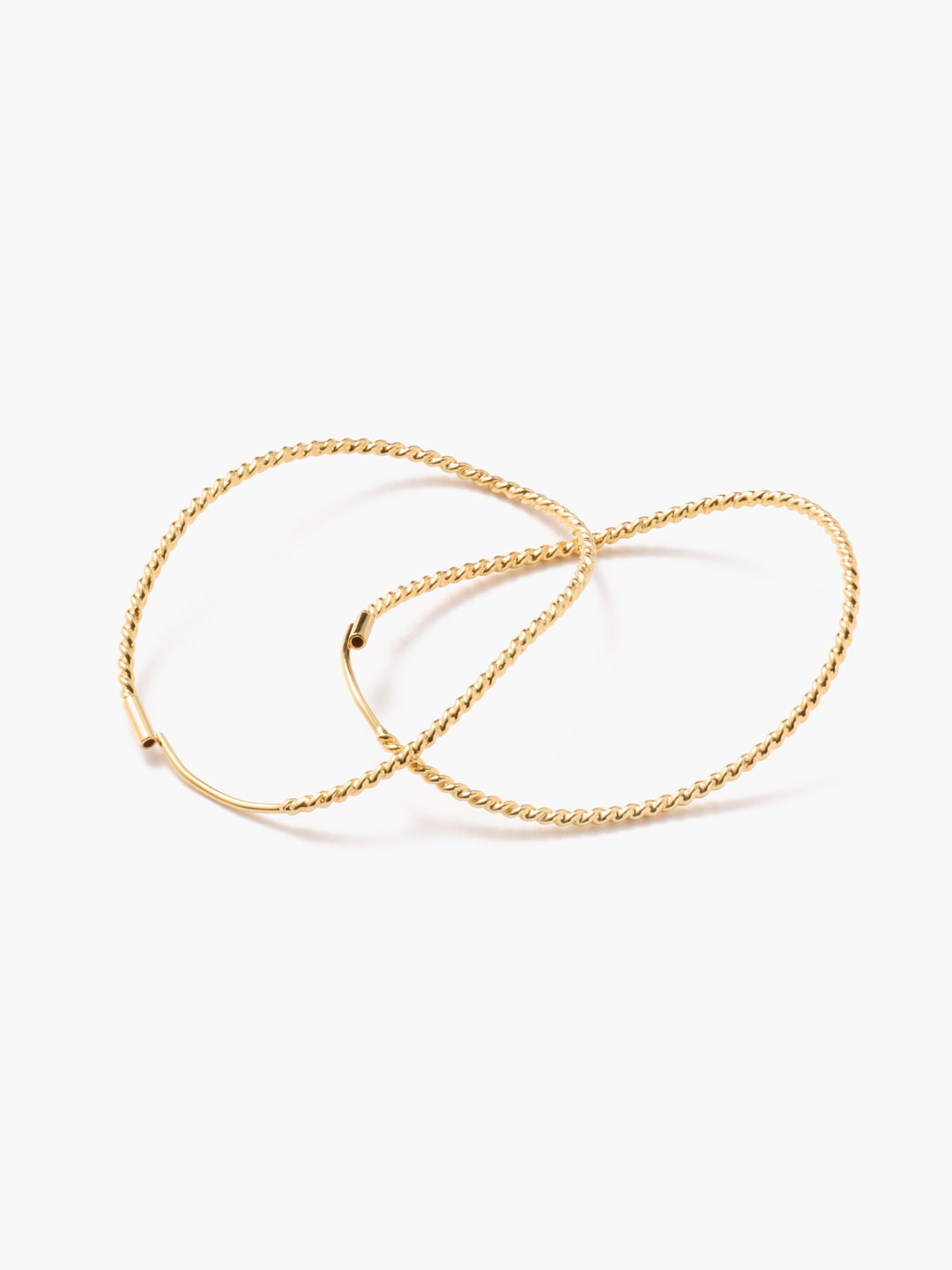 Twisted Contour Pierced Earrings - Gold