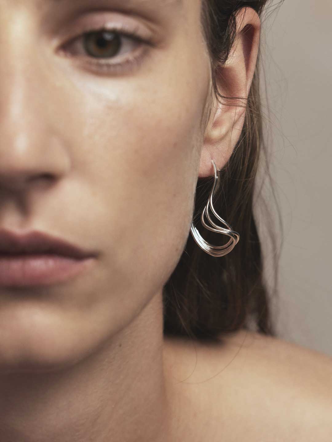 Silent Dance Pierced Earrings - Silver