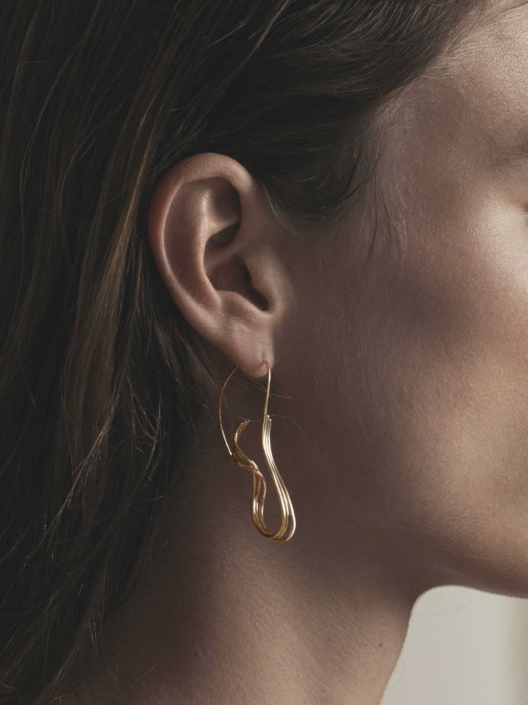 Traced Steps Pierced Earrings - Gold
