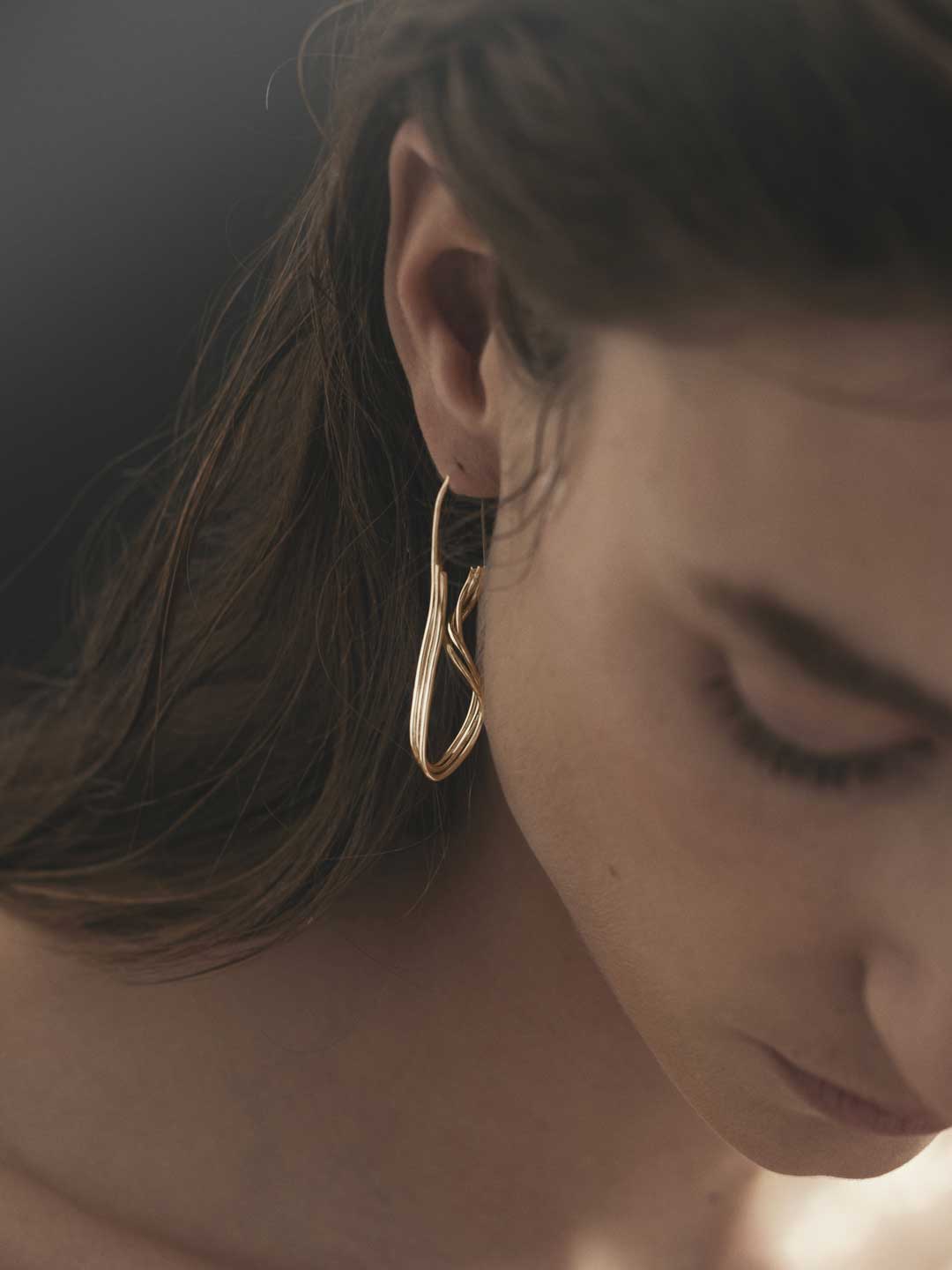 Traced Steps Pierced Earrings - Gold