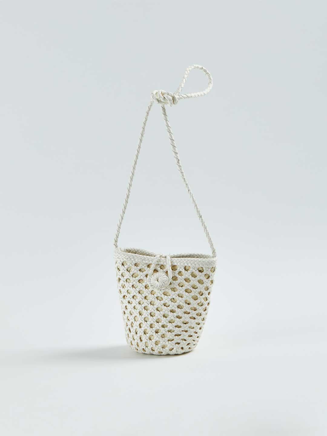 Mini Shoulder Leather Reed Combi Bag - White