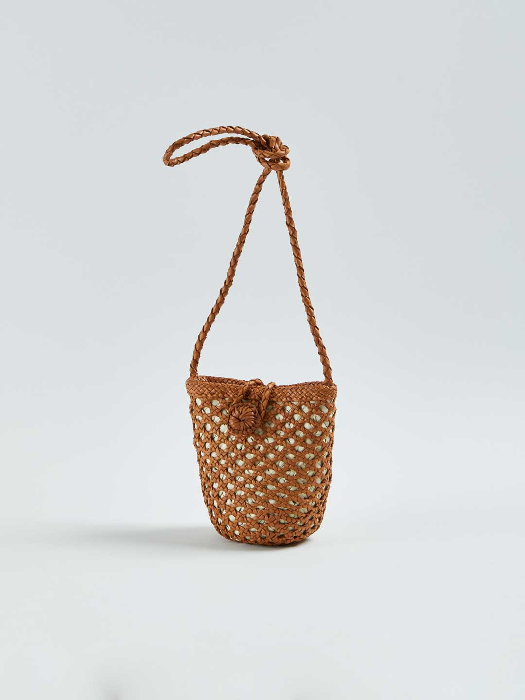 Mini Shoulder Leather Reed Combi Bag - Brown