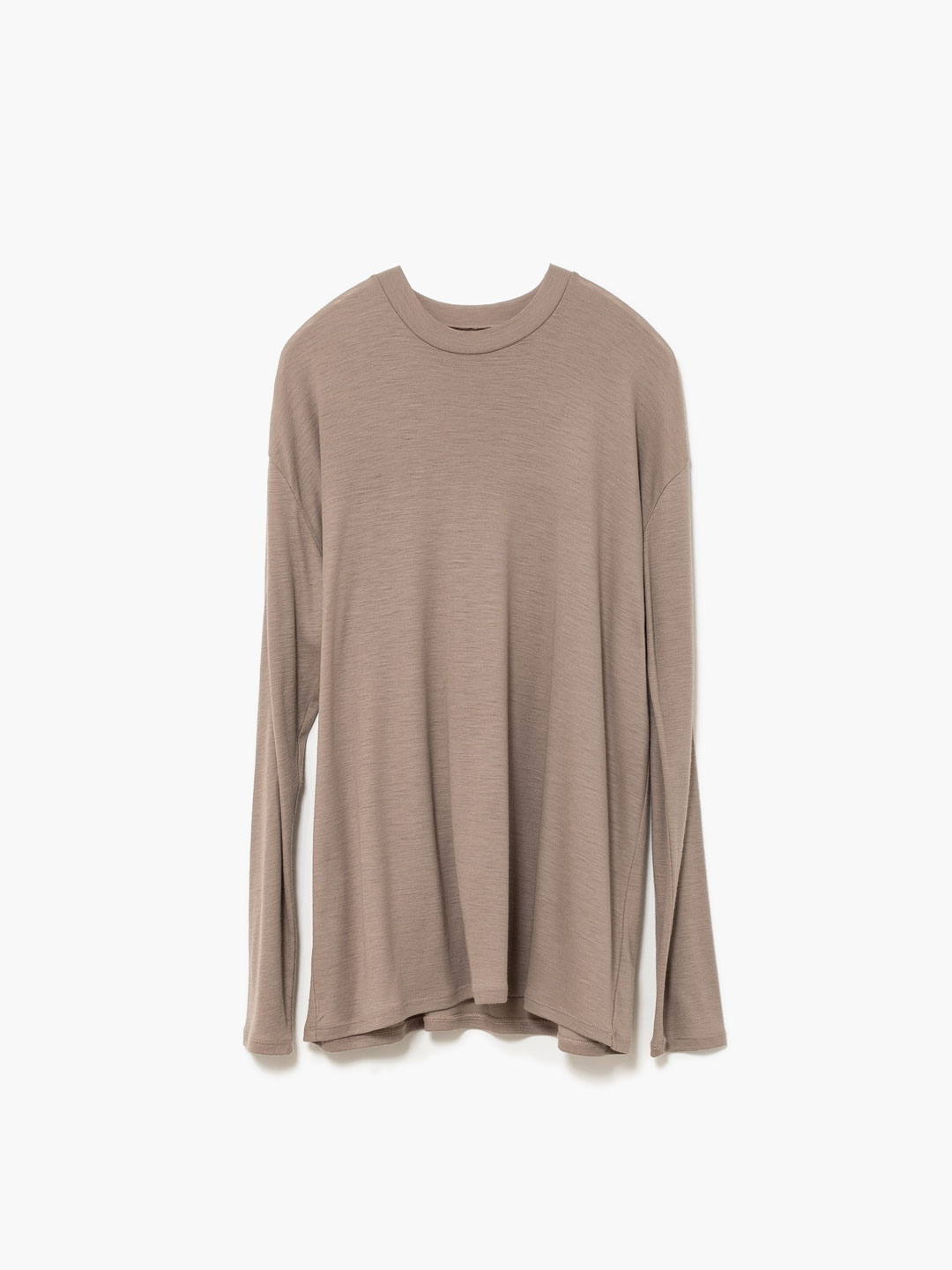 Fine Wool Circular Rib Crew Neck - Taupe