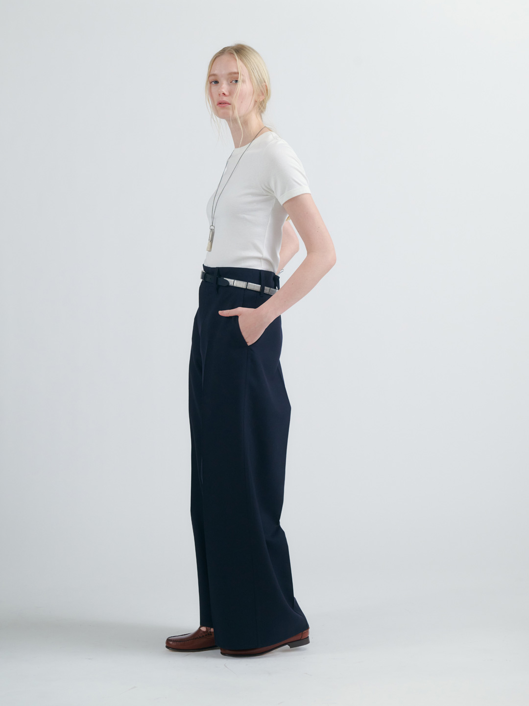 Fine Wool Rever Trousers - Navy
