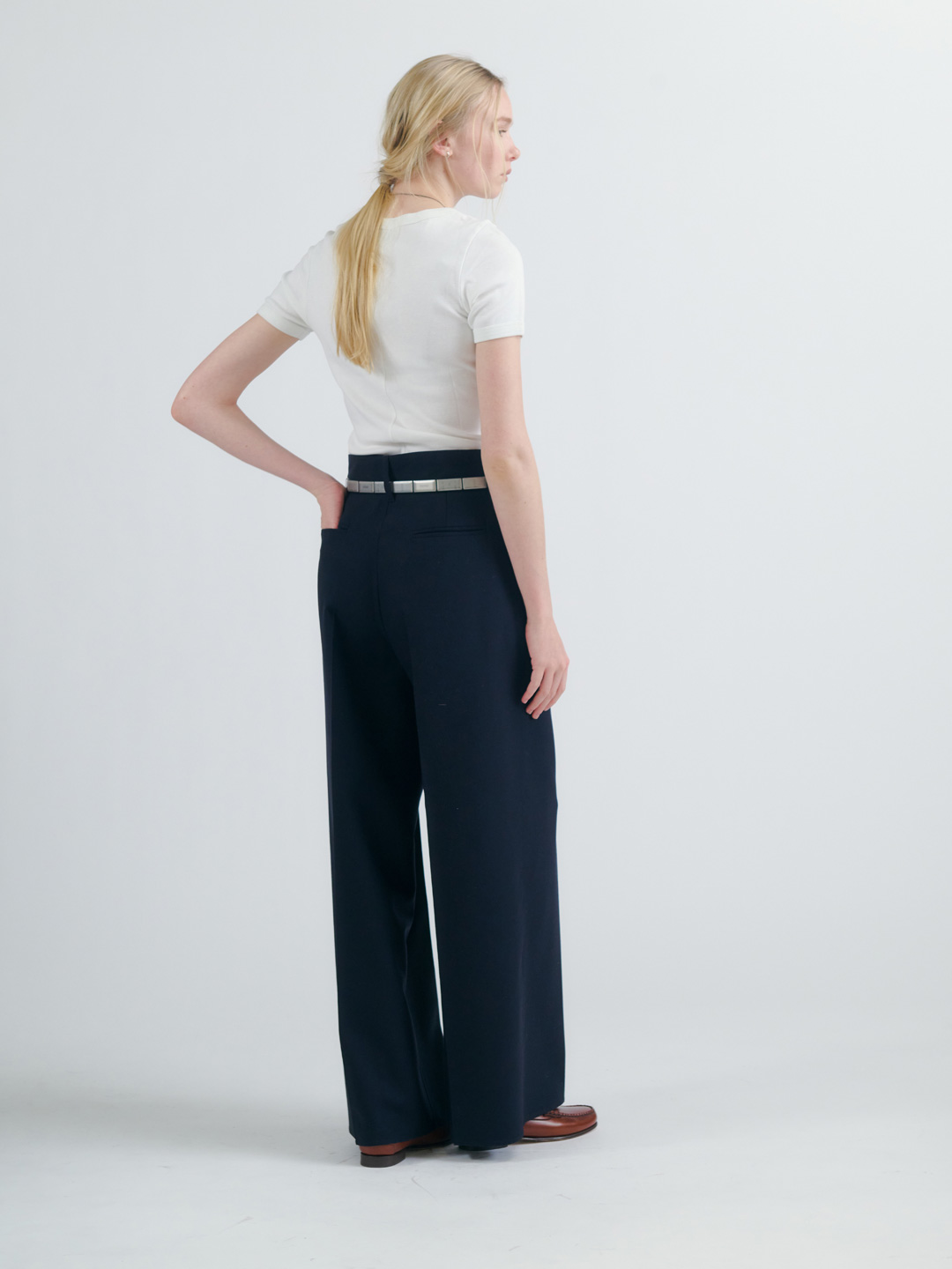 Fine Wool Rever Trousers - Navy