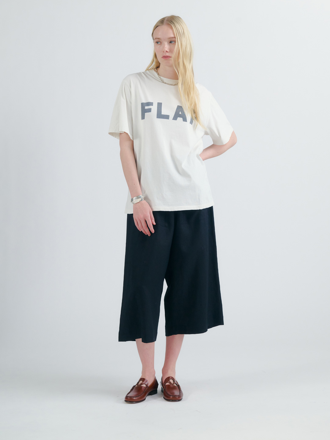 Linen Flat Pants - Black