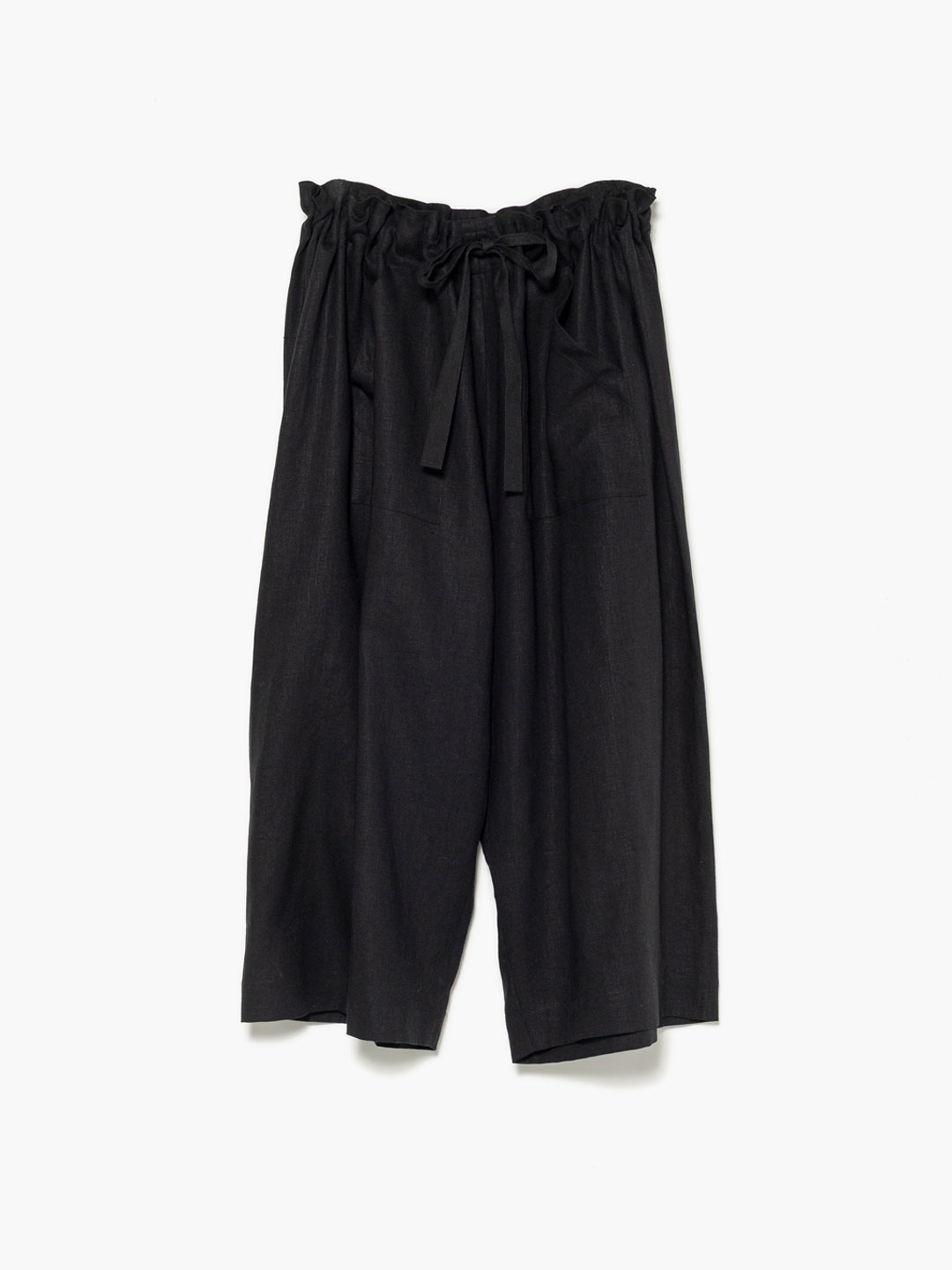 Linen Flat Pants - Black