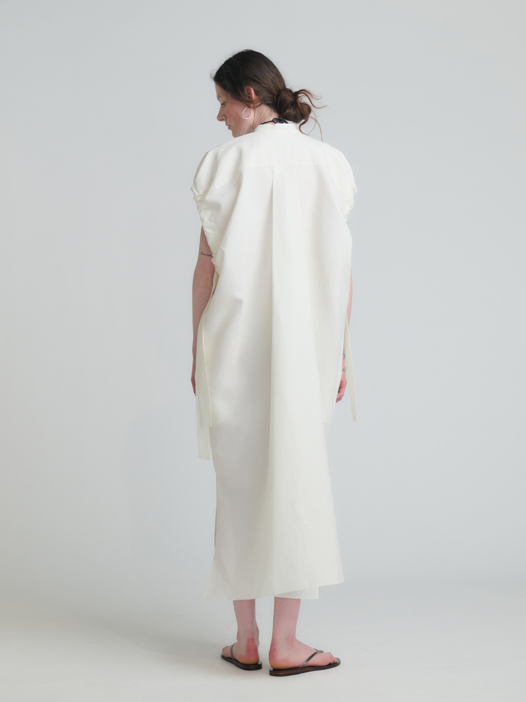 Washi Paper Gathered Dress - White