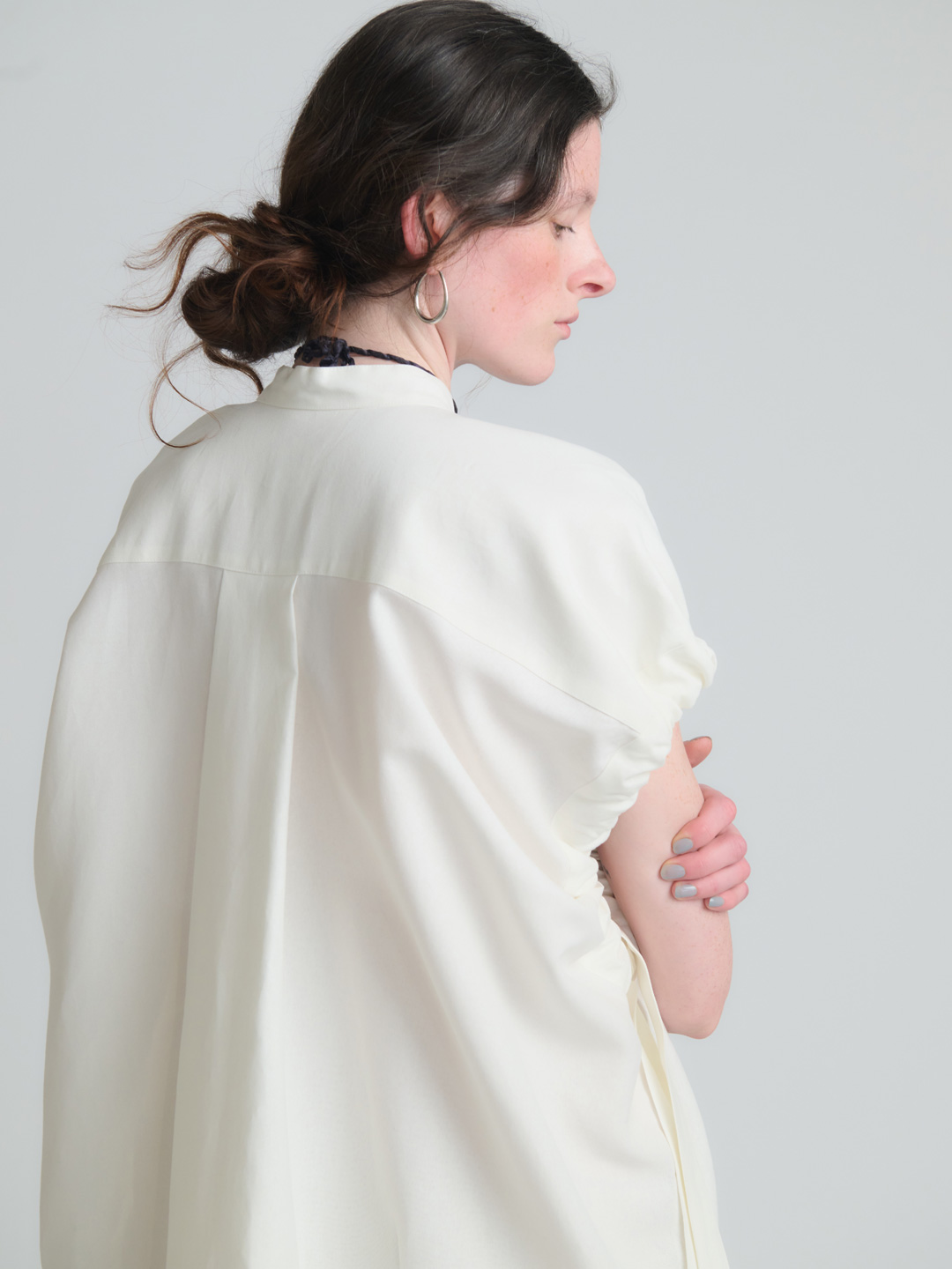 Washi Paper Gathered Dress - White