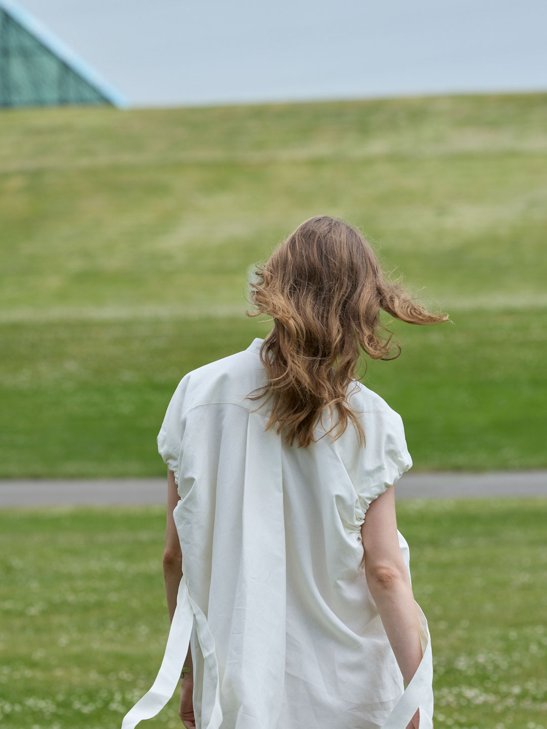 Washi Paper Gathered Dress - White