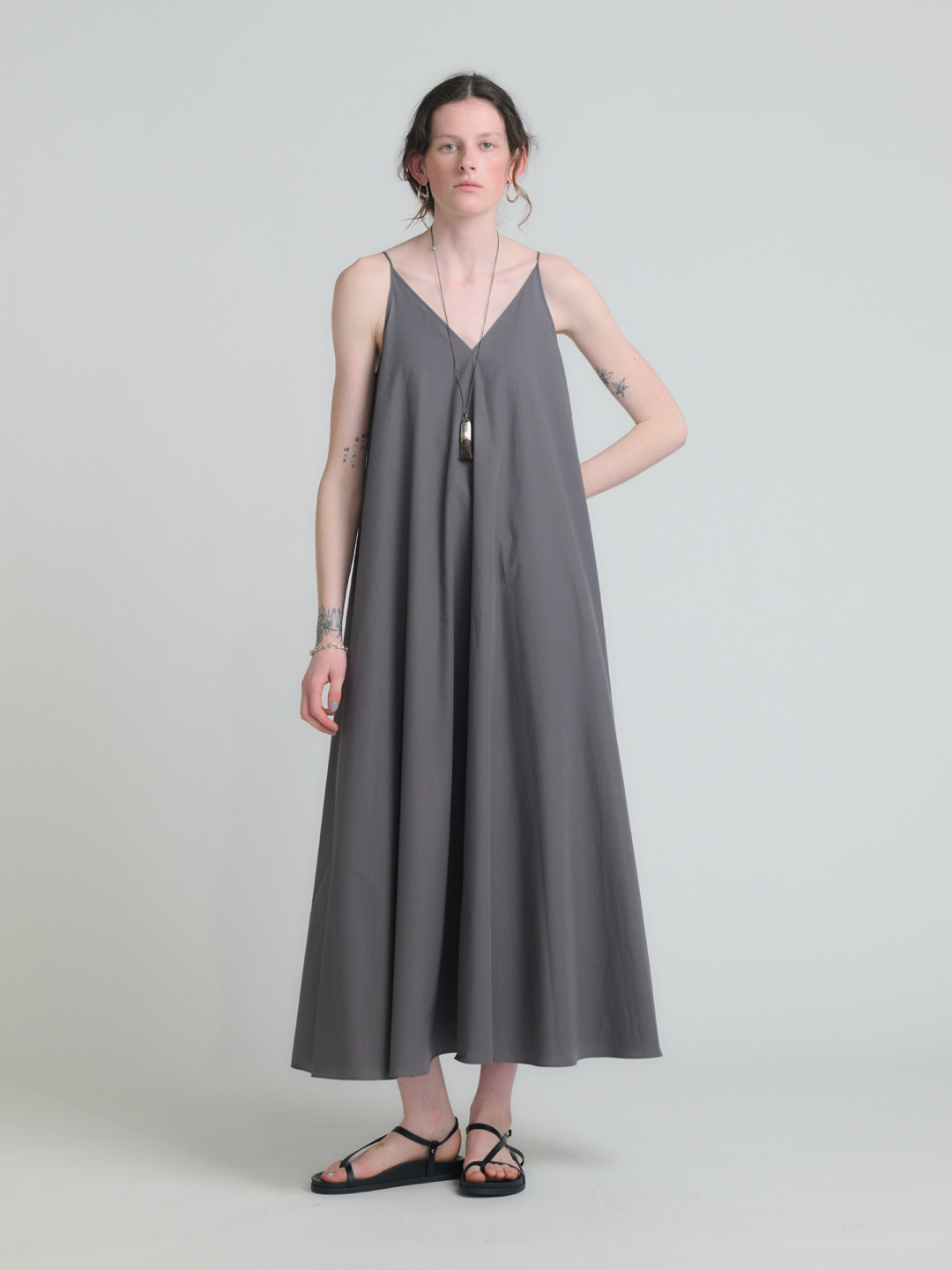 High Count Cotton Cami Dress - Grey