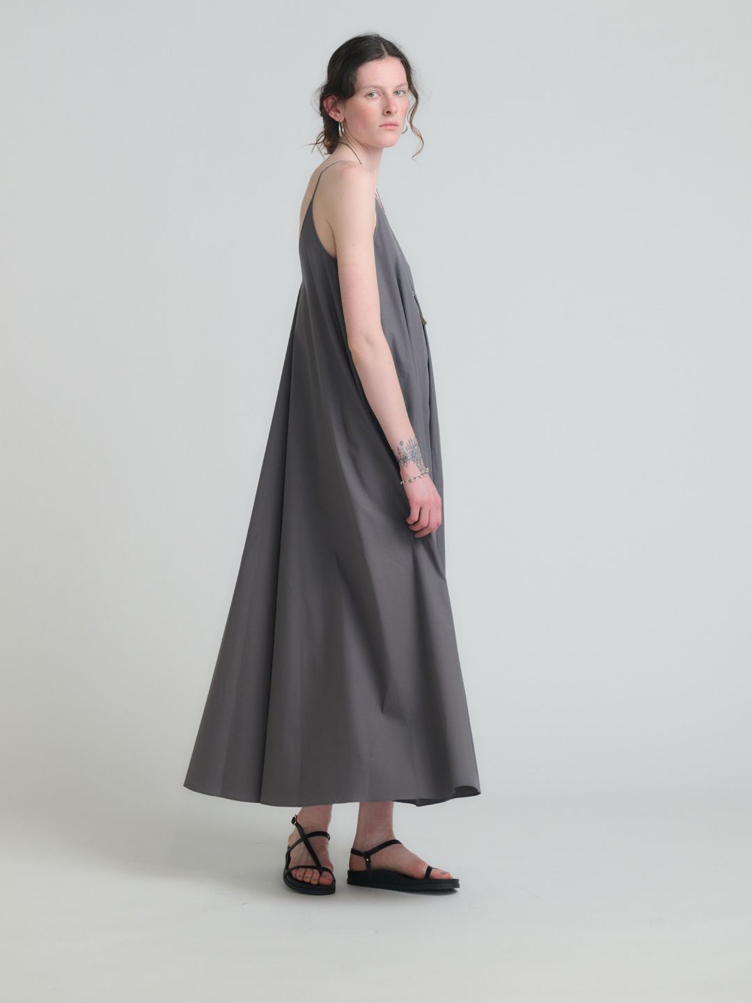 High Count Cotton Cami Dress - Grey