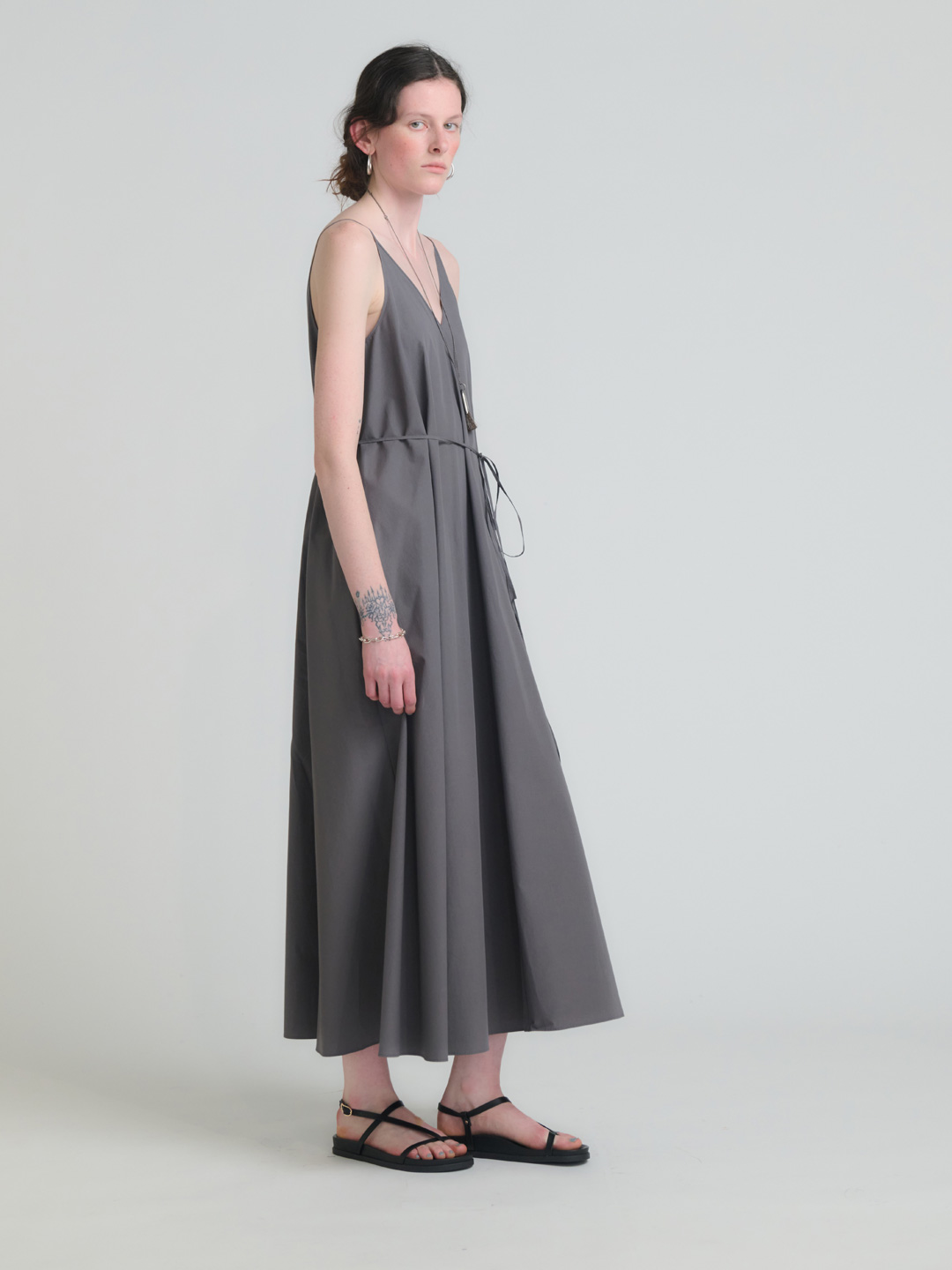 High Count Cotton Cami Dress - Grey