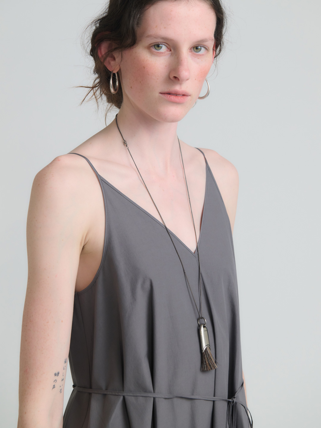 High Count Cotton Cami Dress - Grey