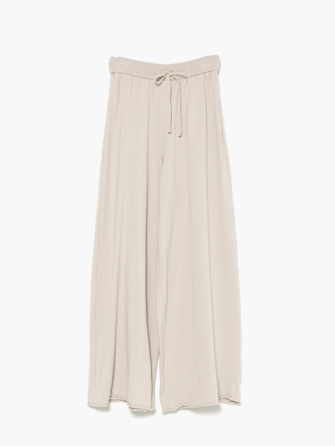 Cotton Silk Knit Trousers - Light Beige