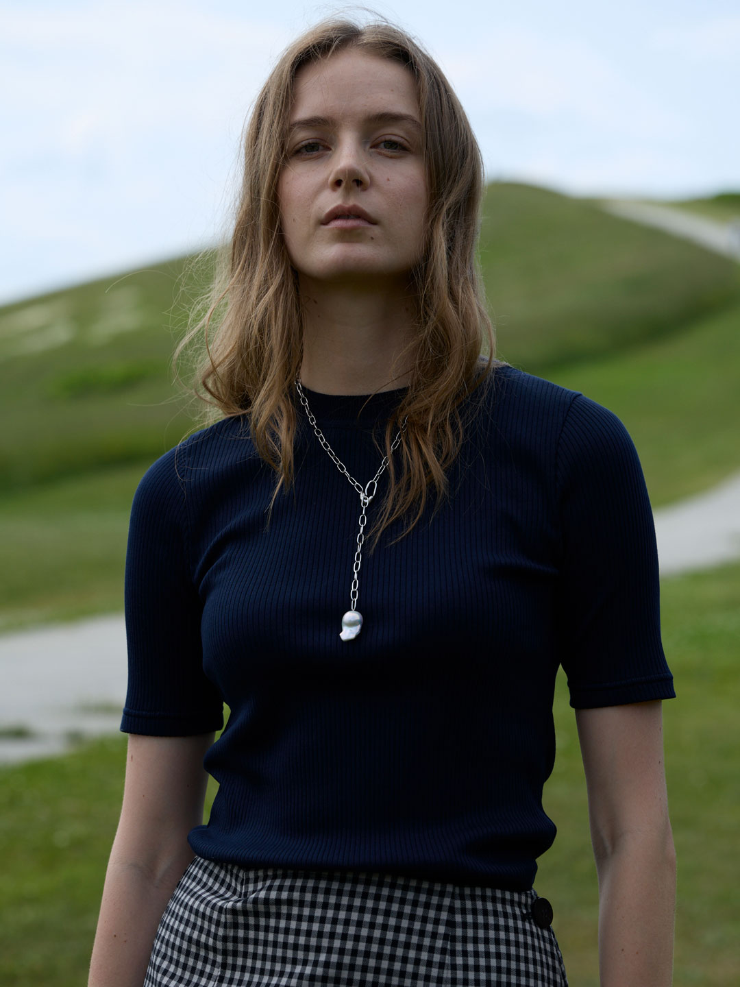 Cotton Rib Tee - Navy