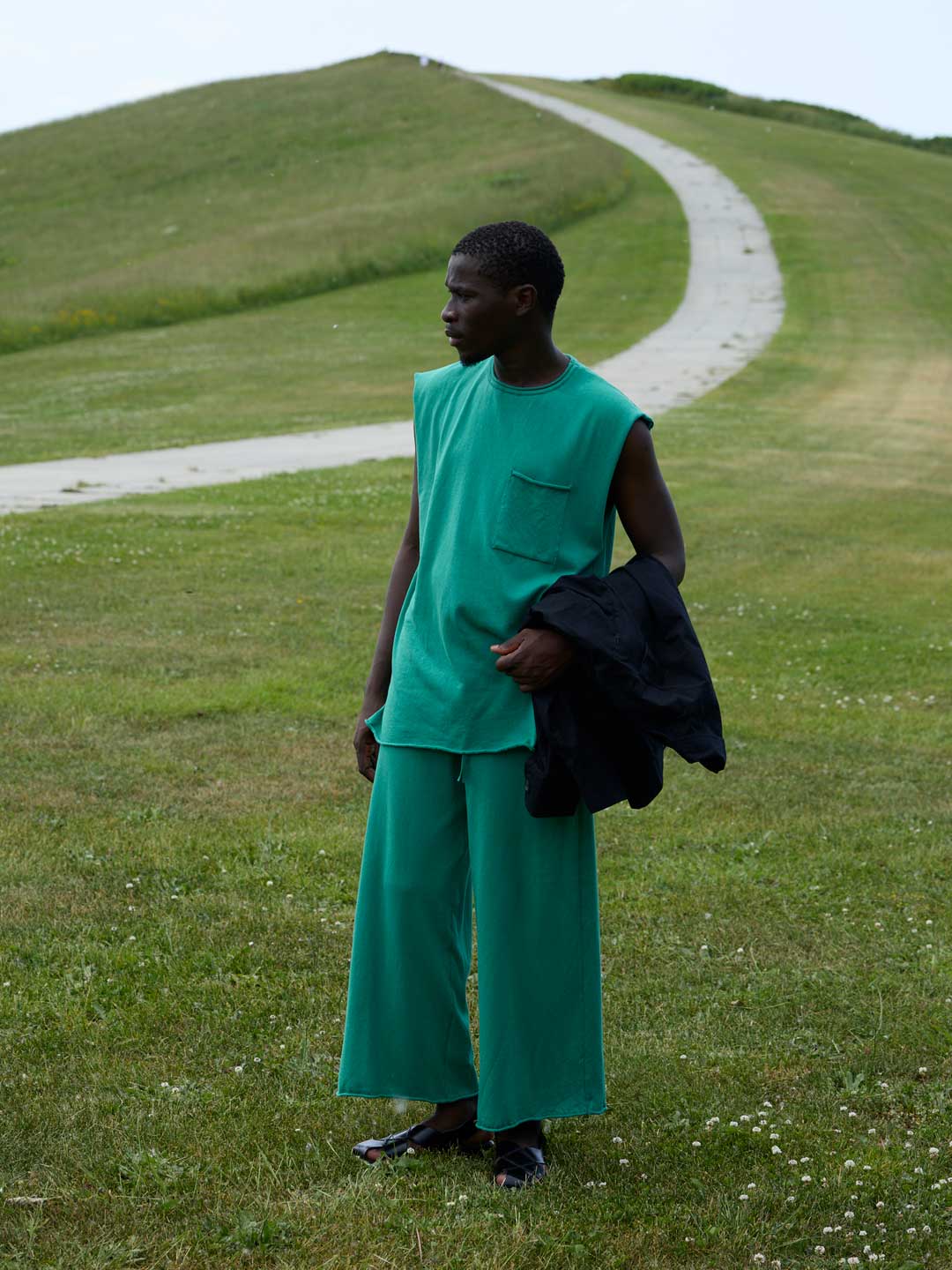 Cotton Silk Knit No-Sleeve - Green