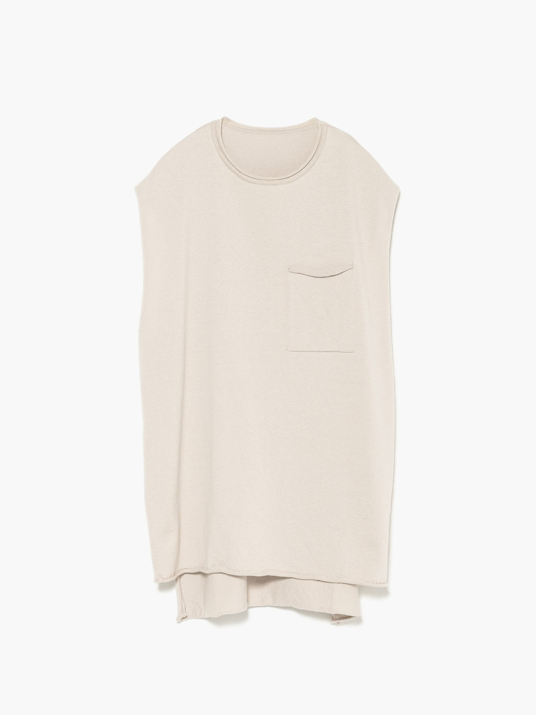 Cotton Silk Knit No-Sleeve - Light Beige