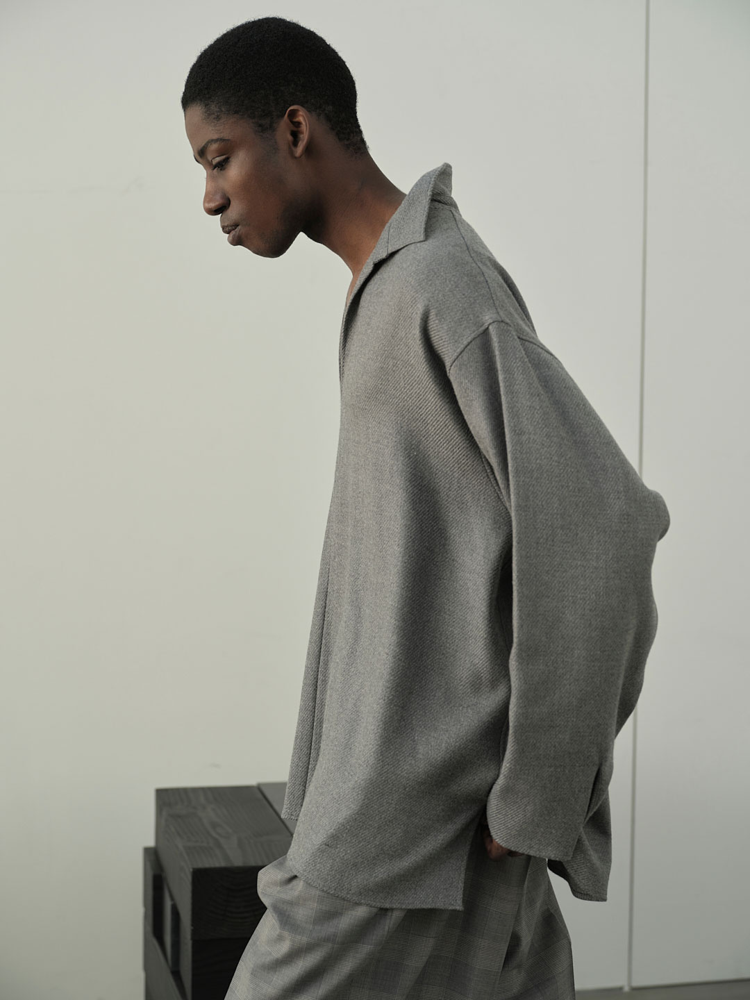 Wool Pull-Over Shirt - Heathe Grey