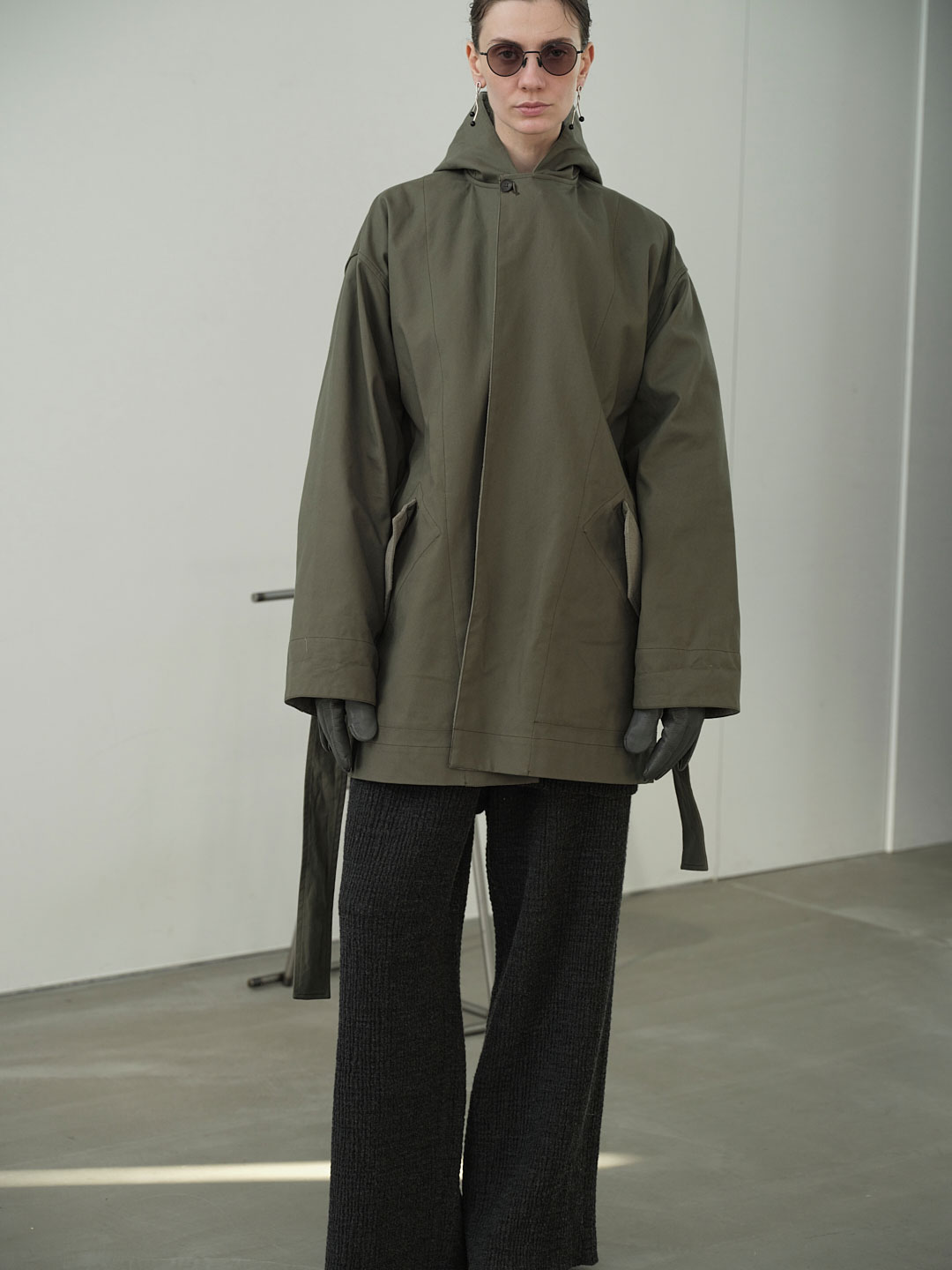 Cotton OX Hooded Short Coat - Moss