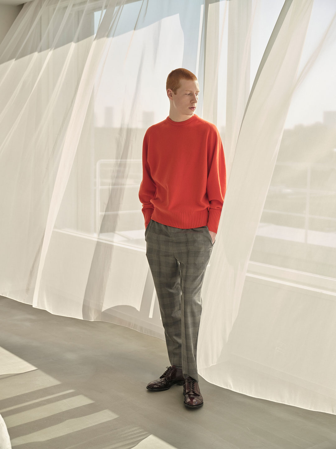 Fine Wool Pull-Over Knit - Orange