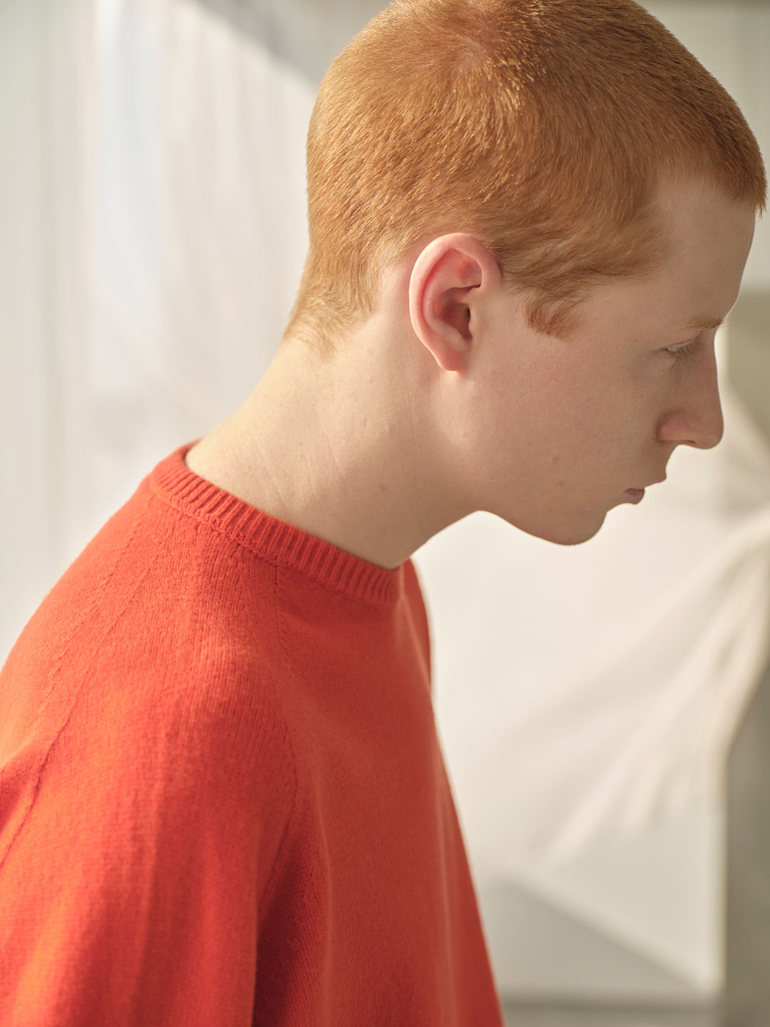 Fine Wool Pull-Over Knit - Orange