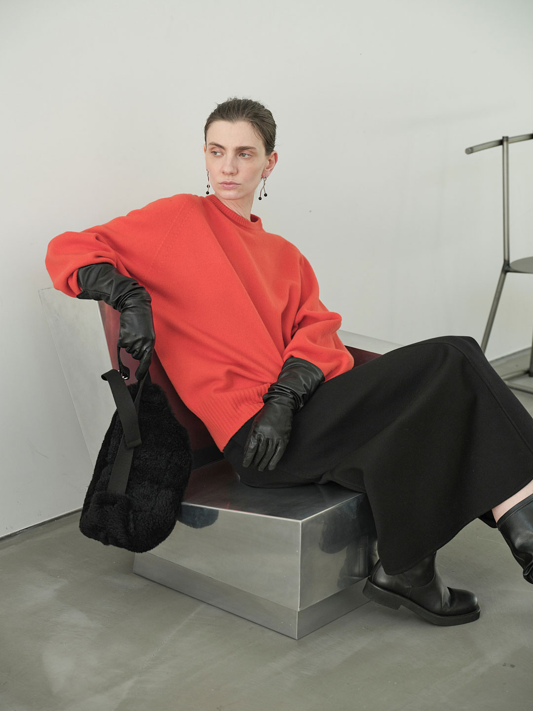 Fine Wool Pull-Over Knit - Orange