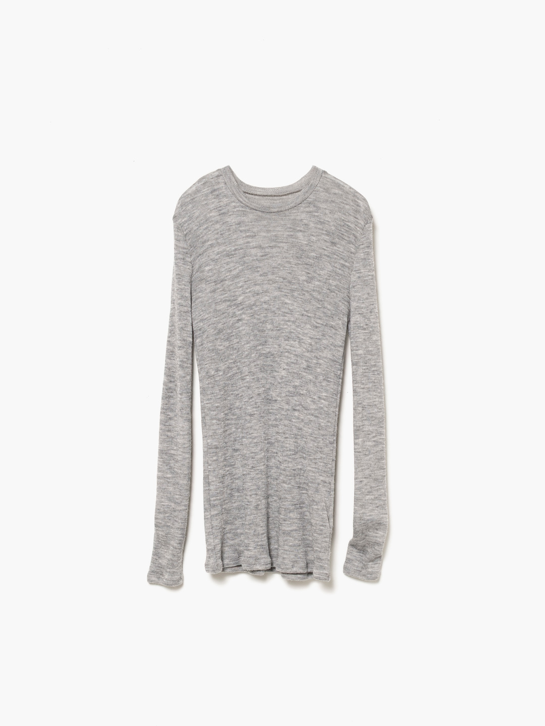 Baby Alpaca Circular Rib Crew Neck - Light Grey