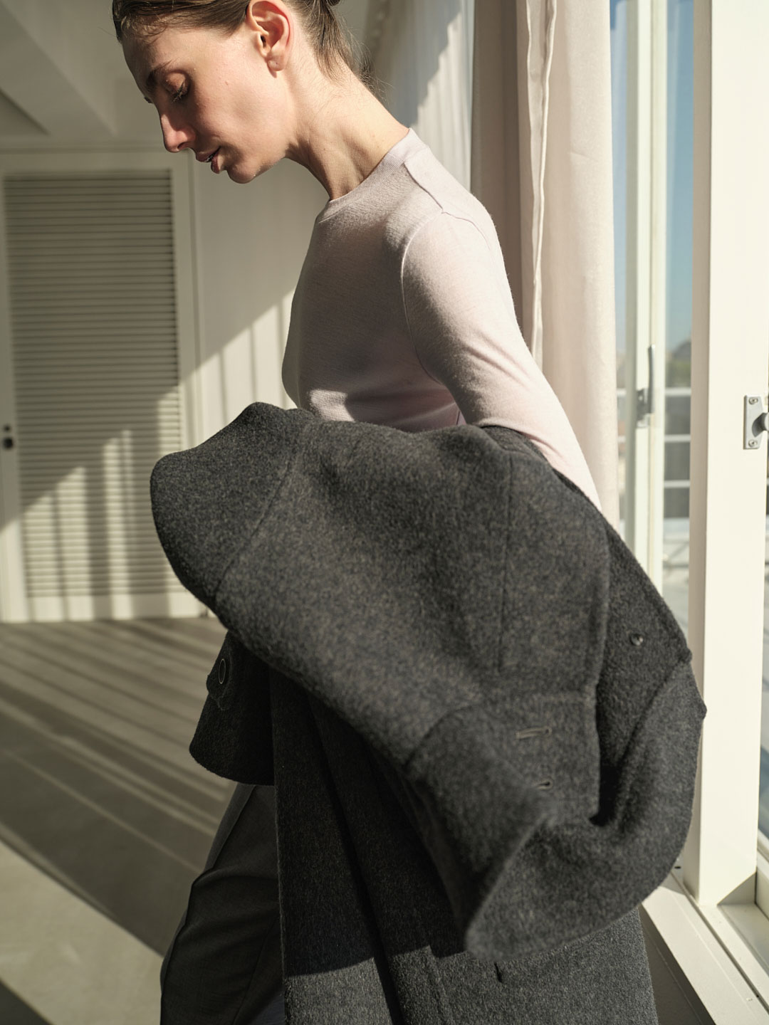 Fine Wool Circular Rib Crew Neck - Light Purple