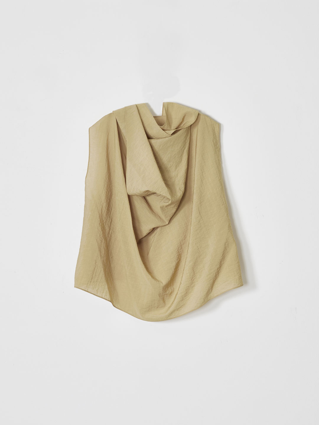 Cowl Neck Tie Blouse - Beige
