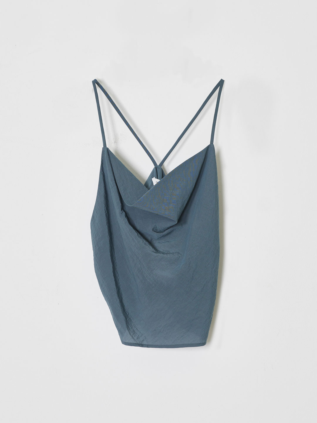 Cowl Neck Sleeveless Blouse - Blue