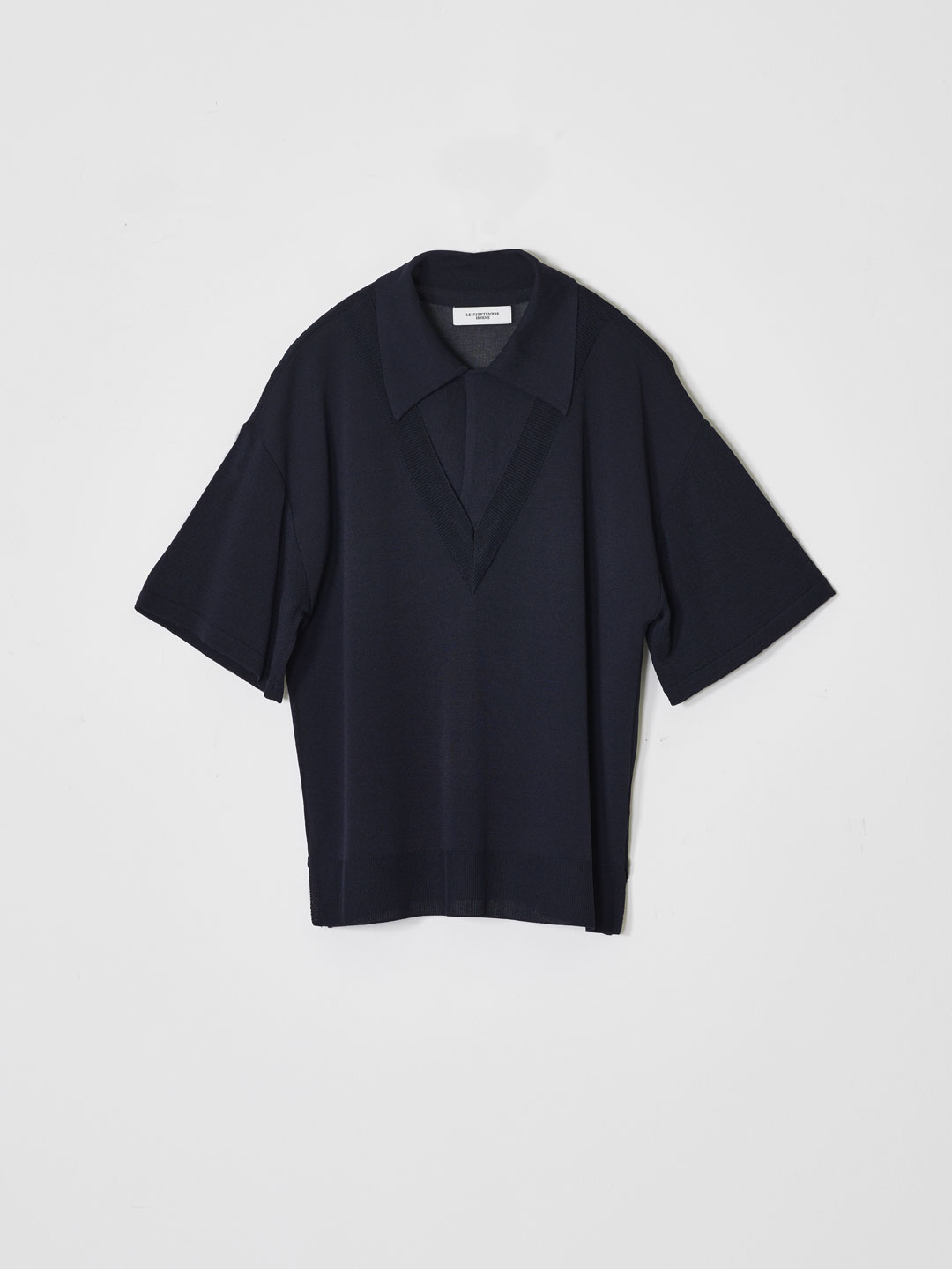 Layered Collar V-Neck Knit - Navy