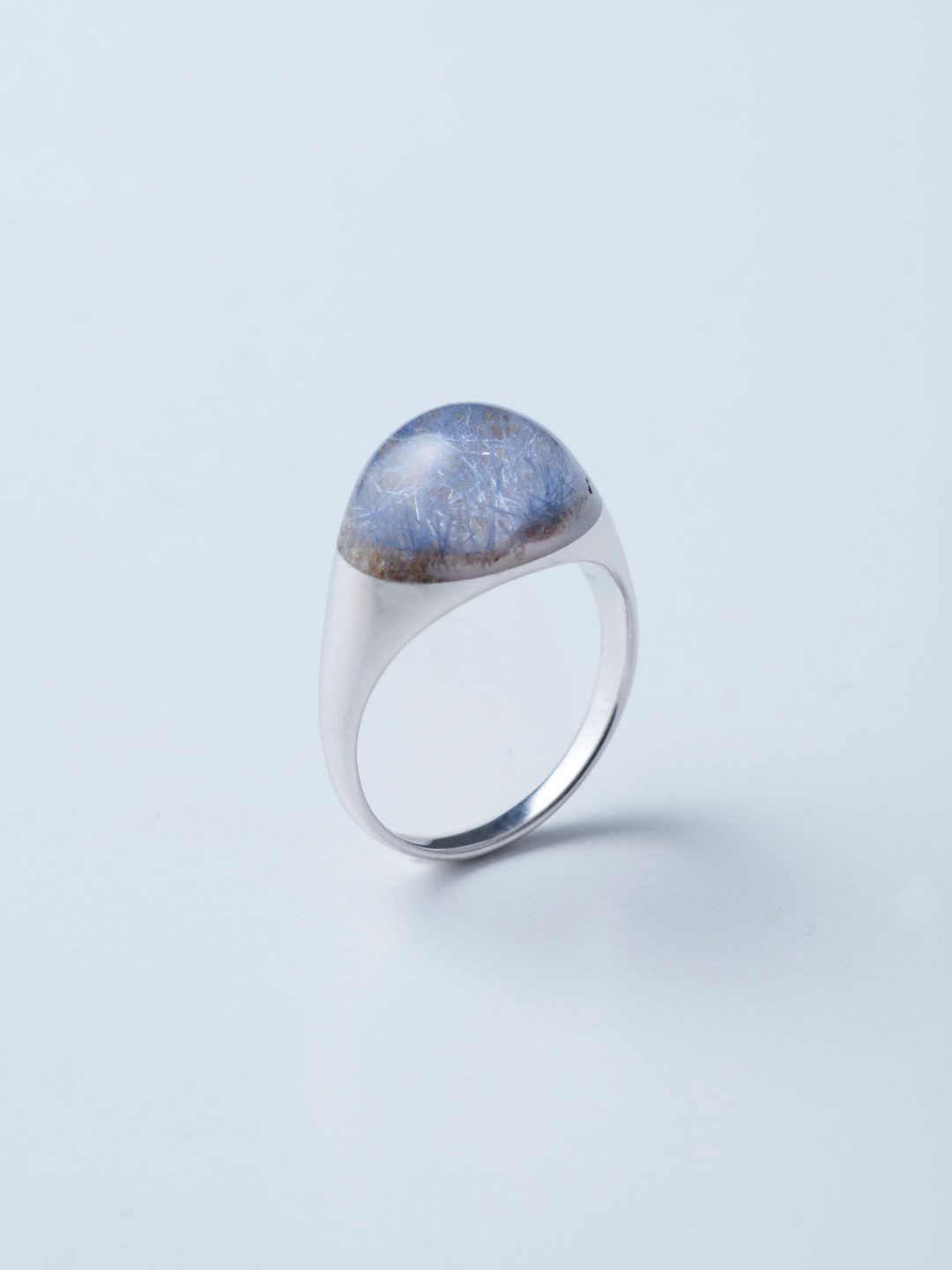 Rock Ring Mini No.4 / Dumortierite In Quartz - Silver