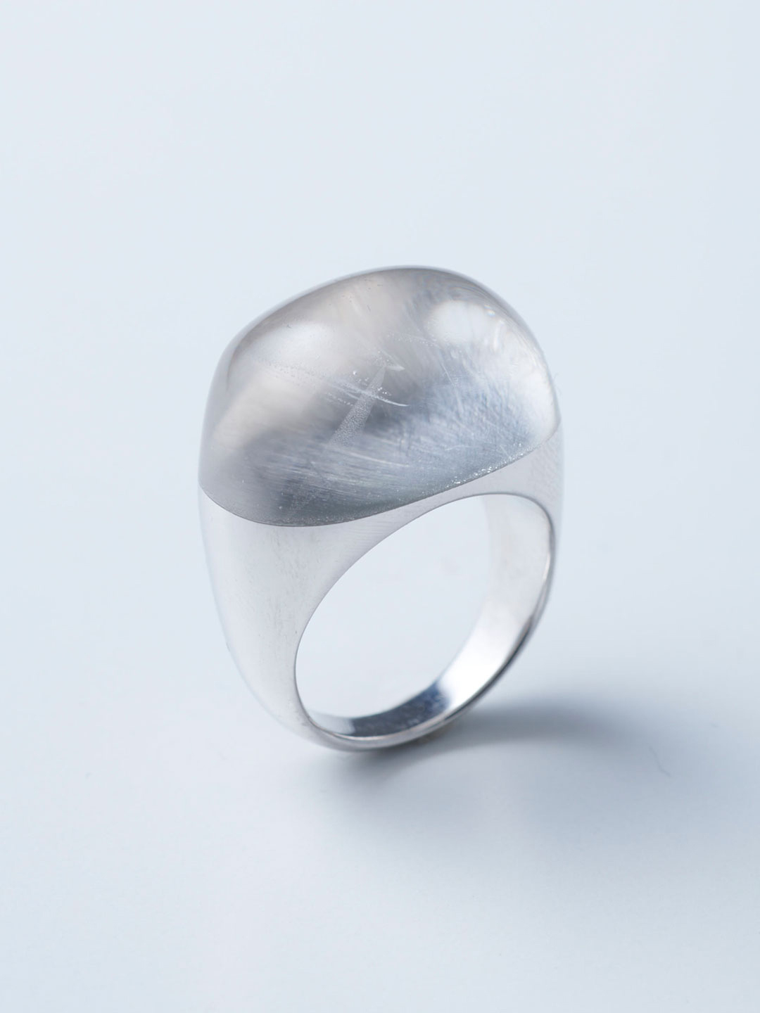 Rock Ring L No.5 / Quartz Himalaya - Silver