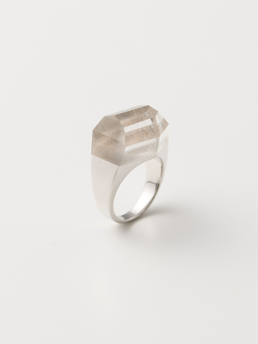 Rock Ring L No.1-1 / Rutile Quartz - Silver