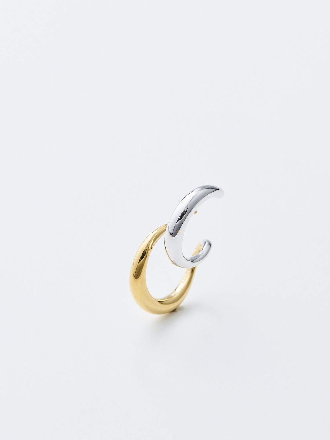 Curl Pierced Earring LEFT - Silver/Yellow Gold
