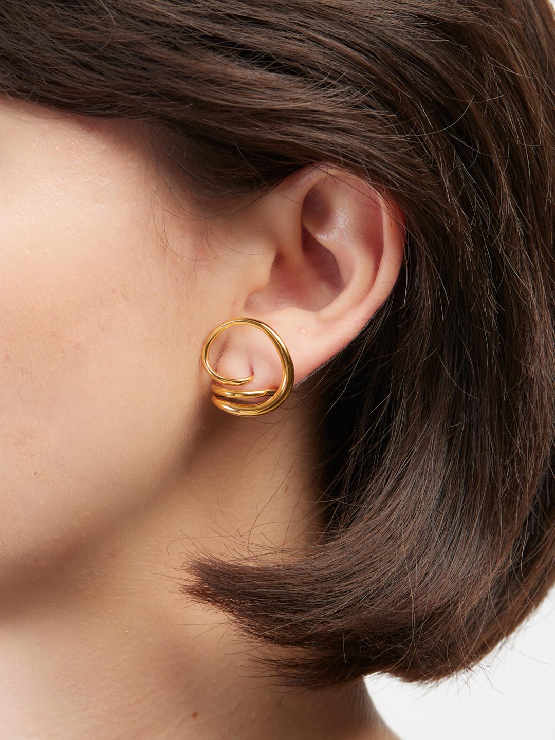 Round Trip PAIR Pierced Earrings - Yellow Gold