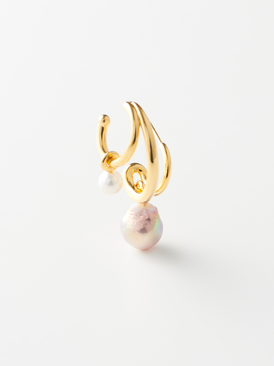 Pearl Triplet Pierced Earring RIGHT - Yellow Gold