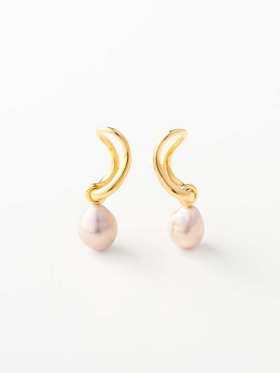 Pearl Slide PAIR Pierced Earrings - Yellow Gold