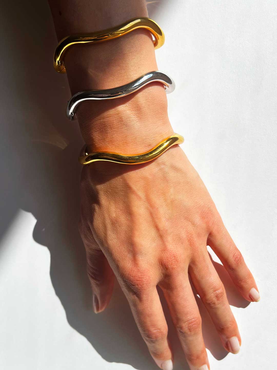 Wave Bracelet - Silver/Yellow Gold